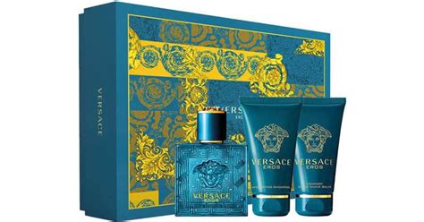 VERSACE EROS GIFT SET 50ML EDT 50ML AFTERSHAVE BALM 50ML SHOWER GEL .